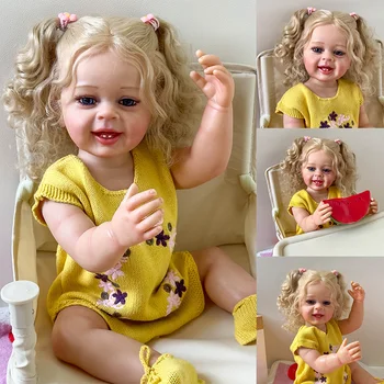 55 см Yannik Full Body Soft Silicone 3D Skin Touch Reborn Baby Girl Doll Идеальные подарки для детей могут быть игрушкой для ванны для детей