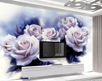 Beibehang Пользовательские обои красивая белая роза скандинавский ретро телевизор фон стена украшение дома спальня диван фрески 3d обои
