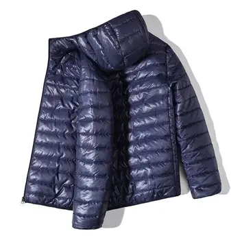 Легкая хлопчатобумажная куртка с капюшоном Мужская свободная теплая легкая пуховика Осенне-зимние холодные пальто Парки Уличная одежда