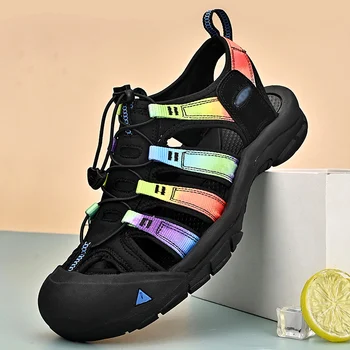 Высококачественные брендовые уличные сандалии Мужчины Роскошные дизайнерские сандалии Женские спортивные пляжные туфли Мужчины Плоские тапочки Сандалии Большой размер 46 47