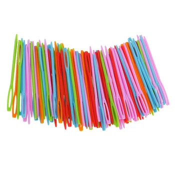 100 штук Пластиковые штопки Нитка Ткацкие швейные иглы для детей Ремесло 7 см