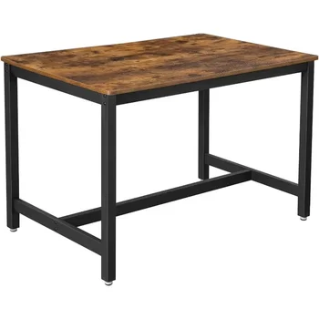 Обеденный стол на 4 персоны, индустриальный стиль с прочной металлической рамой, 47,2 x 29,5 x 29,5 дюйма, коричневый
