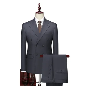 Новый бутиковый костюм Двубортный полосатый джентльменский костюм -Элитная элегантность -5 стилей, подходит для больших и высоких мужчин