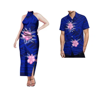 Изготовленное на заказ самоанское платье Puletasi Custom Out Женское платье без рукавов Полинезийское повседневное платье Матч Мужская рубашка