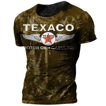Винтажные футболки Texaco для мужчин Топы с 3D-принтом Повседневная уличная одежда Y2K Толстовка Хип-хоп Harajuku Tees Мужская одежда Лето