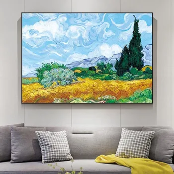 Алмазная живопись Ван Гог Пшеничное поле с кипарисовыми картинами маслом Вышивка крестом Настенные художественные картины для украшения гостиной Подарок