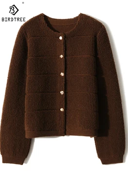 Birdtree 90% шерсть 10% кашемировое пальто женское осень-зима с круглым вырезом твердое удобное теплое универсальное короткое пальто для поездок C3D235QD