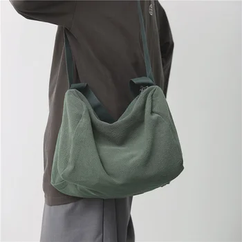 Ленивая повседневная сумка через плечо для женщин, простая сумка через плечо большой емкости, корейская версия в холщовой сумке, сумка через плечо