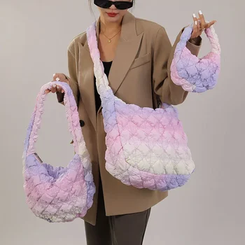 Розовый Фиолетовый Градиент Южная Корея Стиль Y2k Роскошные дизайнерские сумки Эстетические сумки Fun Cloud Bag Плиссированная сумка для покупок Зима