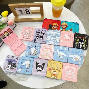 Kawaii Sanrio Hello Kitty My Melody Kuromi Cinnamoroll Switch Game Cassette Storage Box 12 слотов для карт Switch Oled Game Card Чехол
