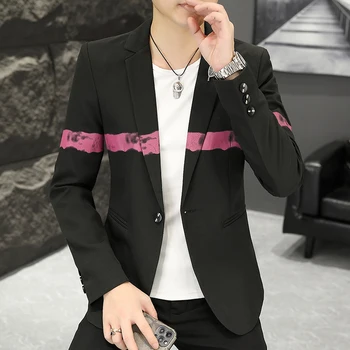 2023 Новый мужской маленький костюм Корейская версия Slim Fit Casual Blazer Модный стилист Свадебный бизнес Блейзер Уличная одежда Социальное пальто