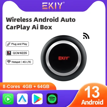 EKIY CarPlay Tv Box Android 13 4 ГБ 64 ГБ QCM6225 8-ядерный беспроводной адаптер Carplay Android Auto Автомобильные системы