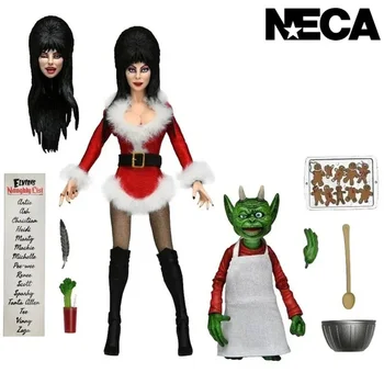 В наличии NECA Elvira Christmas Edition 8-дюймовая мобильная кукла одежда ручной работы лазерная модель модели игрушки