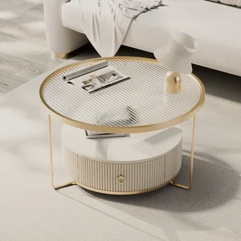 Роскошный скандинавский журнальный столик Боковая круглая спальня Современный качественный журнальный столик Дизайнер Golden Mesa de Centro Мебель для гостиной