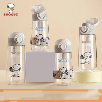 Новый Miniso Snoopy Water Cup Kawaii Корейский дизайн Детский мультфильм 500 мл Соломенная чашка Студент Прямая Чашка для питья Девушка Чашка Подарок