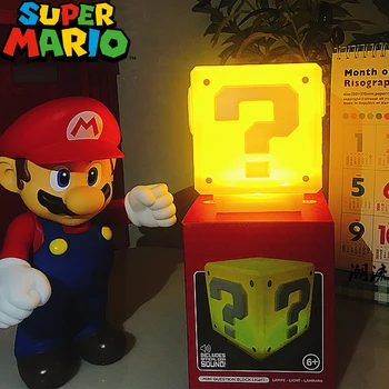 Super Mario USB Зарядка Светодиодный вопросительный знак Ночник Детский ночной спальня Бытовой куб Поворотная настольная лампа Аниме украсить подарок