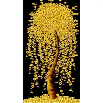 AB Алмазная живопись Украшение Домашняя стена Искусство Алмазная вышивка крестом Наборы Мозаика Полное сверло DIY Золотое дерево