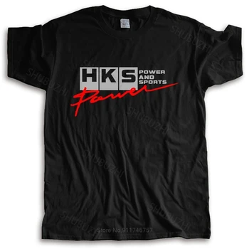 Funny Top Tees Мужская футболка из хлопка Мужская роскошная хлопковая футболка Limited HKS Power and Sportser Performance Turbo Logo Черная футболка