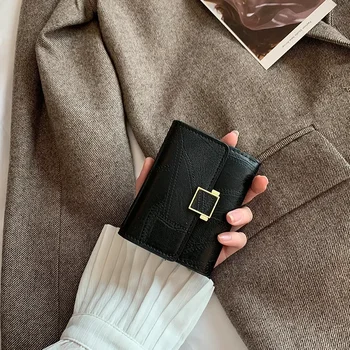 Кошелек Женская короткая винтажная модная сумка для карт с держателем для карт Зажим для денег Личность Мини-кошелек для монет