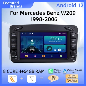 Android 12 Wireless CarPlay Android Авто Радио Для Mercedes Benz CLK W209 W203 W463 W208 4G Авто Мультимедиа GPS 2din авторадио