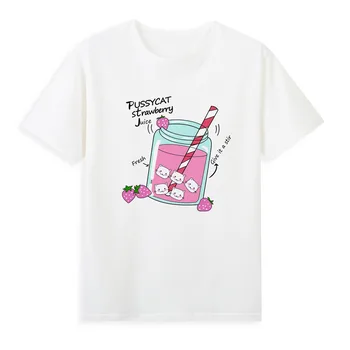 Летняя футболка с напитками Оригинальный бренд Футболка Женская летняя одежда с коротким рукавом Горячая распродажа Топ-футболки A041