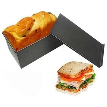  Форма для выпечки хлеба Плоская коробка для тостов Форма для хлеба с антипригарным покрытием и крышкой Форма для выпечки из нержавеющей стали для кухонной выпечки