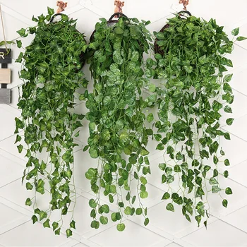 90 см искусственный зеленый редис висячее растение ротанг домашний украшение гостиной фон стена цветок виноградная лоза