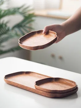 Золотая груша Японская деревянная тарелка бытовой деревянный поднос в ветровых подставках прямоугольный маленький чайный поднос посуда из массива дерева