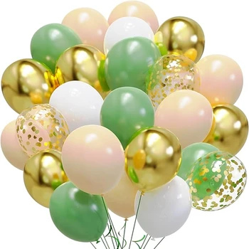 60 шт. 12 дюймов шалфей зеленый румянец золотой конфетти латекс воздушный шар гирлянда арка набор для свадьбы день рождения помолвка вечеринка