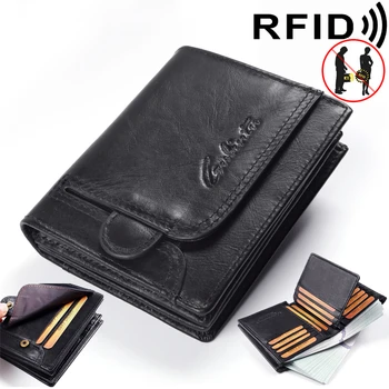  Мужской антимагнитный кошелек с блокировкой RFID Слот для нескольких карт Плюс держатель для водительских прав Бумажник из натуральной кожи Держатель ID-карты