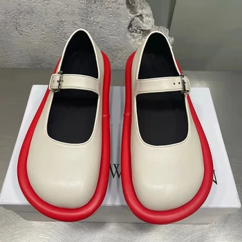 Мэри Джейн Обувь Женская Ретро 2023 Новая платформа Мелкий рот Симпатичная большая голова Одиночная обувь Пэчворк Японская обувь Kawaii