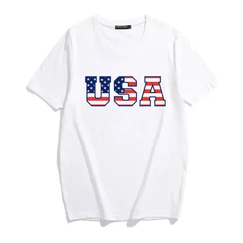 США Женская футболка с принтом флага Новинка для лета 2022 года Женские футболки Повседневный простой топ с о-образным вырезом и коротким рукавом
