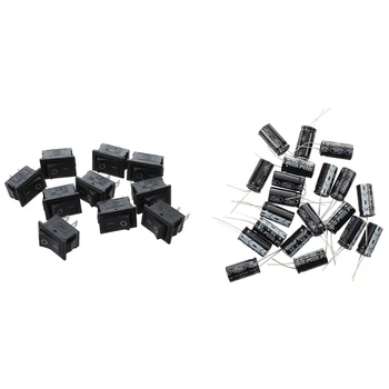 20 шт. 1000 мкФ 50 В 13X25 мм Алюминиевые электролитические конденсаторы черные с 10 шт. SPST Mini Black 2-контактный кулисный переключатель