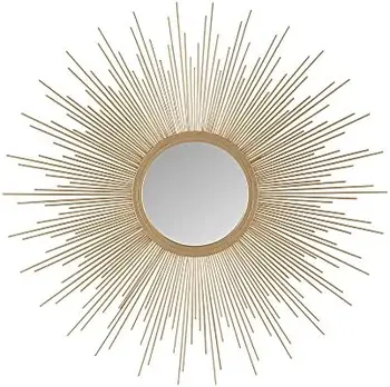 Fiore Metal Sunburst Зеркало для гостиной - Home Accent, готовое к повешиванию украшение спальни, диаметр 29,5 дюйма, золото