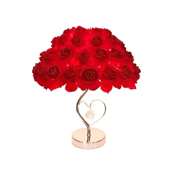 креативный простой европейский стиль перьевая настольная лампа свадебная комната теплая светодиодная настольная лампа на день рождения роза
