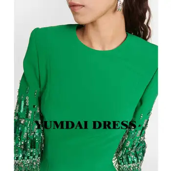 YUMDI Зеленый горный хрусталь Роскошное женское платье для вечеринки Высококачественное формальное сценическое выступление Вечернее платье Haute Couture Длинное платье