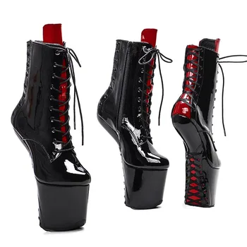 LAIJIANJINXIA Новые сексуальные ботильоны без каблука на высоком каблуке женские патентованные PU верхняя платформа ночной клуб танцевальная обувь