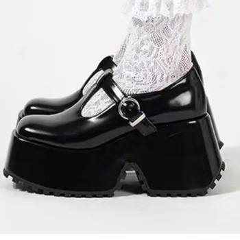 2024 Модная обувь для женщин Супер высокие каблуки Пряжка Ремешок Женские туфли Мэри Джейн Пряжка Толстый каблук Туфли для вечеринок для женщин