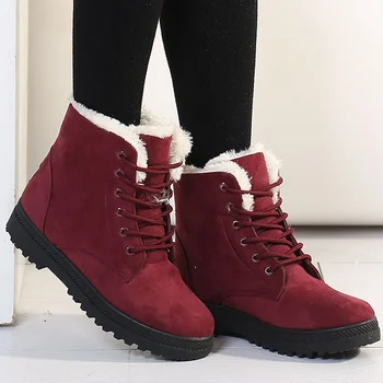  лодыжки на шнуровке женские ботинки женская обувь в продаже 2023 Высококачественные зимние короткие плюшевые сапоги Твердый квадратный каблук Botas Mujer