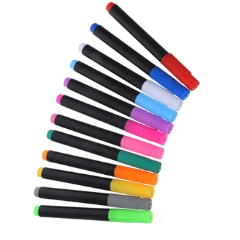 Blackboard Жидкие меловые маркеры Светодиодная флуоресцентная живопись Стираемая ручка 12 цветов Граффити Светлые ручки для меловой доски