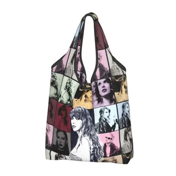 Многоразовая музыкальная сумка Taylor для покупок для продуктов Складные сумки для продуктов Swiftie Большие сумки для мытья
