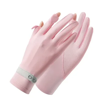 Ice Silk солнцезащитные перчатки Женские летние тонкие велосипедные и драйвовые УФ-защитные силиконовые нескользящие велосипедные перчатки на открытом воздухе