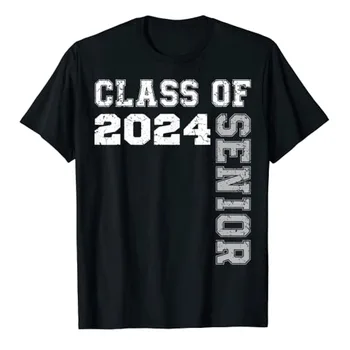 Подарок на выпускной для старшеклассников Мужчины Девушка Класс 2024 года Футболка для старшеклассников с принтом для галстука Выпускники средней школы Колледж Топы Буква Графические футболки