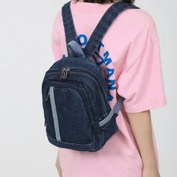 Джинсовый холщ Женский рюкзак высокой емкости для девочек-подростков Рюкзак Женская мода Рюкзак Симпатичная джинсовая дорожная сумка
