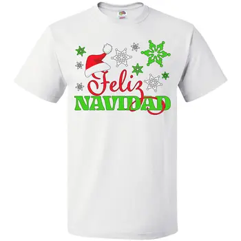 НОВОЕ ОБЪЯВЛЕНИЕМентный Feliz Navidad с шапкой Санта-Клауса и футболкой с зелеными снежинками Spanish Wish