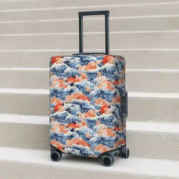 Традиционная японская волна чехол чемодана Восточный принт Путешествия Полет Практичный багаж Принадлежности Протектор