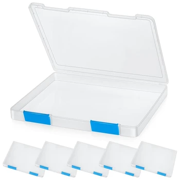 6 шт. Прозрачная коробка для файлов формата A4 Пластиковая коробка для хранения документов Чехол Картонные контейнеры Журнал Протектор Держатель файла с пряжкой прочный