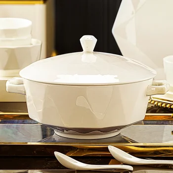  Высококачественные миски и посуды Блюда и миски из костяного фарфора Чистый белый подарок на новоселье Цзиндэчжэнь Посуда Jingdezhen
