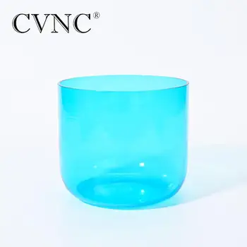 CVNC 7-дюймовая синяя алхимическая прозрачная кварцевая поющая чаша для звукоисцеляющей йоги медитации с бесплатным молотком