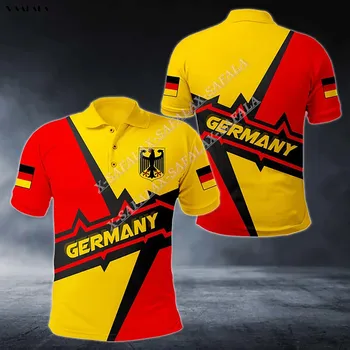 Герб Германии Флаг страны 3D Полностью напечатанный мужской тонкий рубашка-поло с воротником с коротким рукавом Уличная одежда Повседневная футболка Топ Рубашки